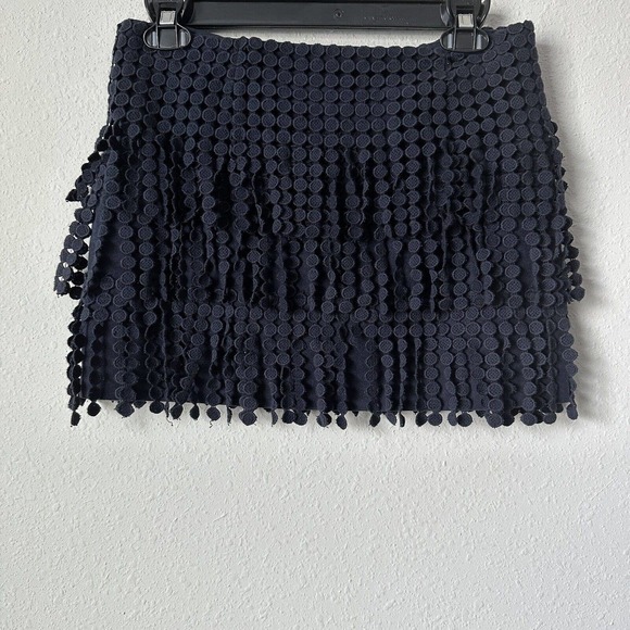 Goen J Blue Embroidered Lace Tiered Dot Mini Skirt Sz 6 - Picture 5 of 5